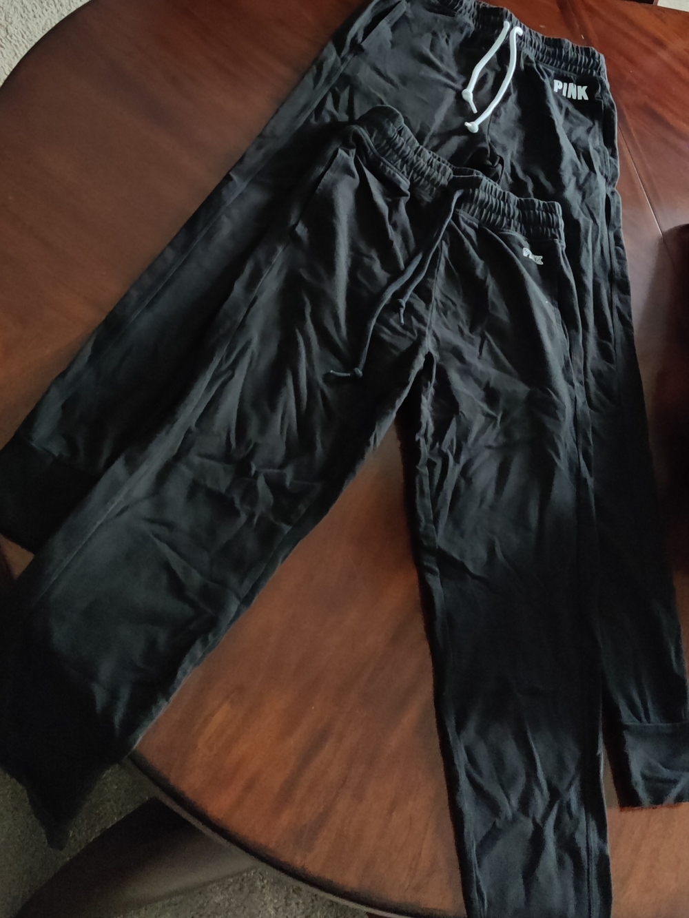 A Set Of 2 PINK Victoria's Secret Black Women's Jogger Pants with Drawstring